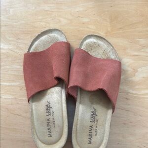 Marina Luna burnt orange suede Sandals Slip-On Comfort